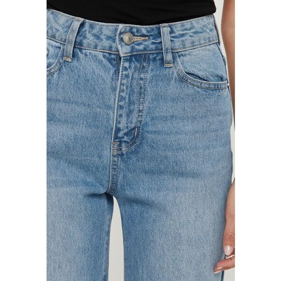 Princess Polly Henesey High Waist Straight Wide‎ Leg Jeans, Size 10, Light, NWT - Picture 4 of 5